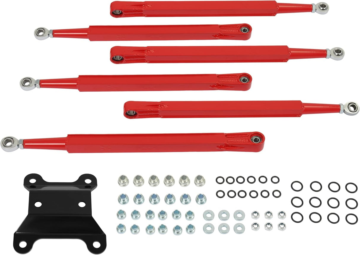 Heavy-Duty Steel Boxed Rear Radius Arm Set 6-Piece Red