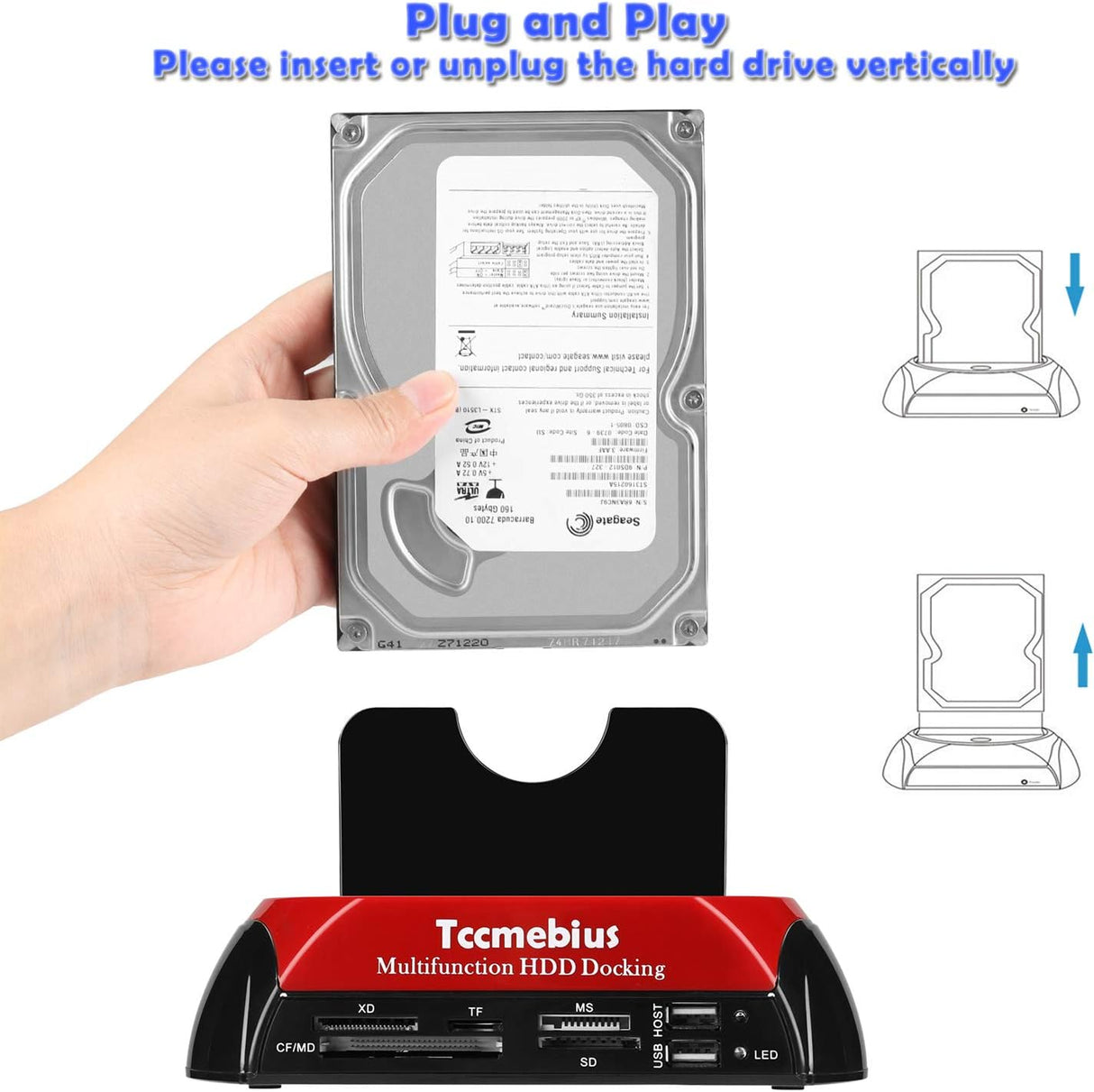 TCC-S862-US Hard Drive Docking Station USB 2.0 Dual Slot SATA IDE with Card Reader Tccmebius