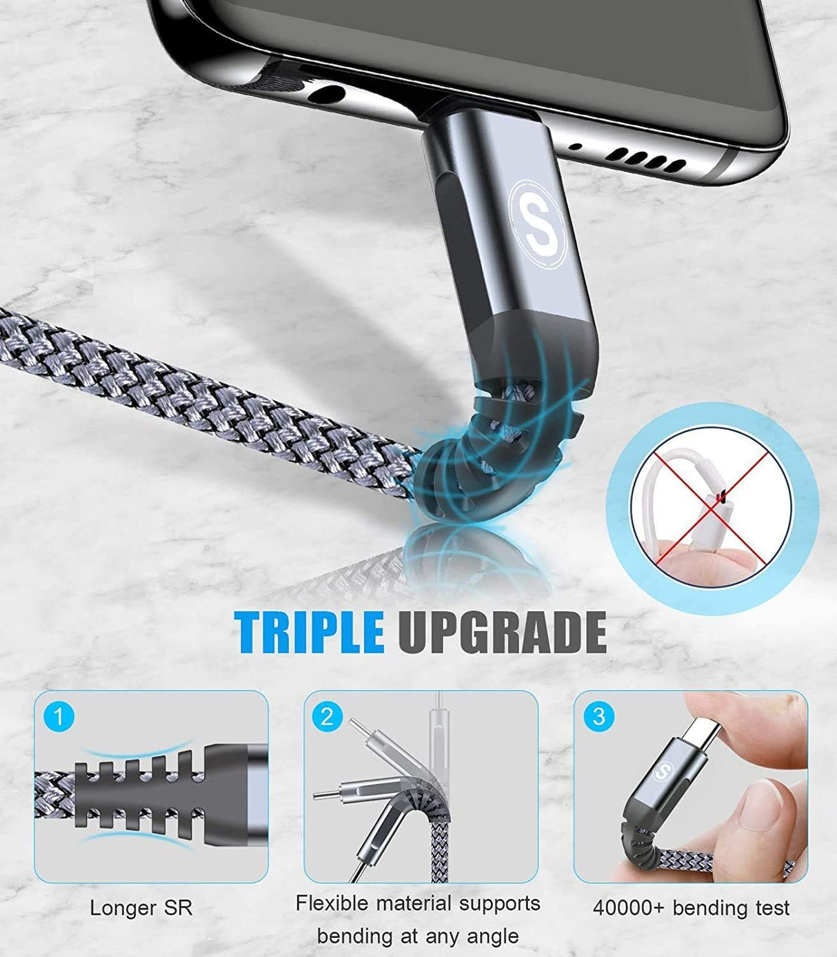 USB Type-C Charger Cable 10ft 3.1A Fast Charging & Sync TekShack