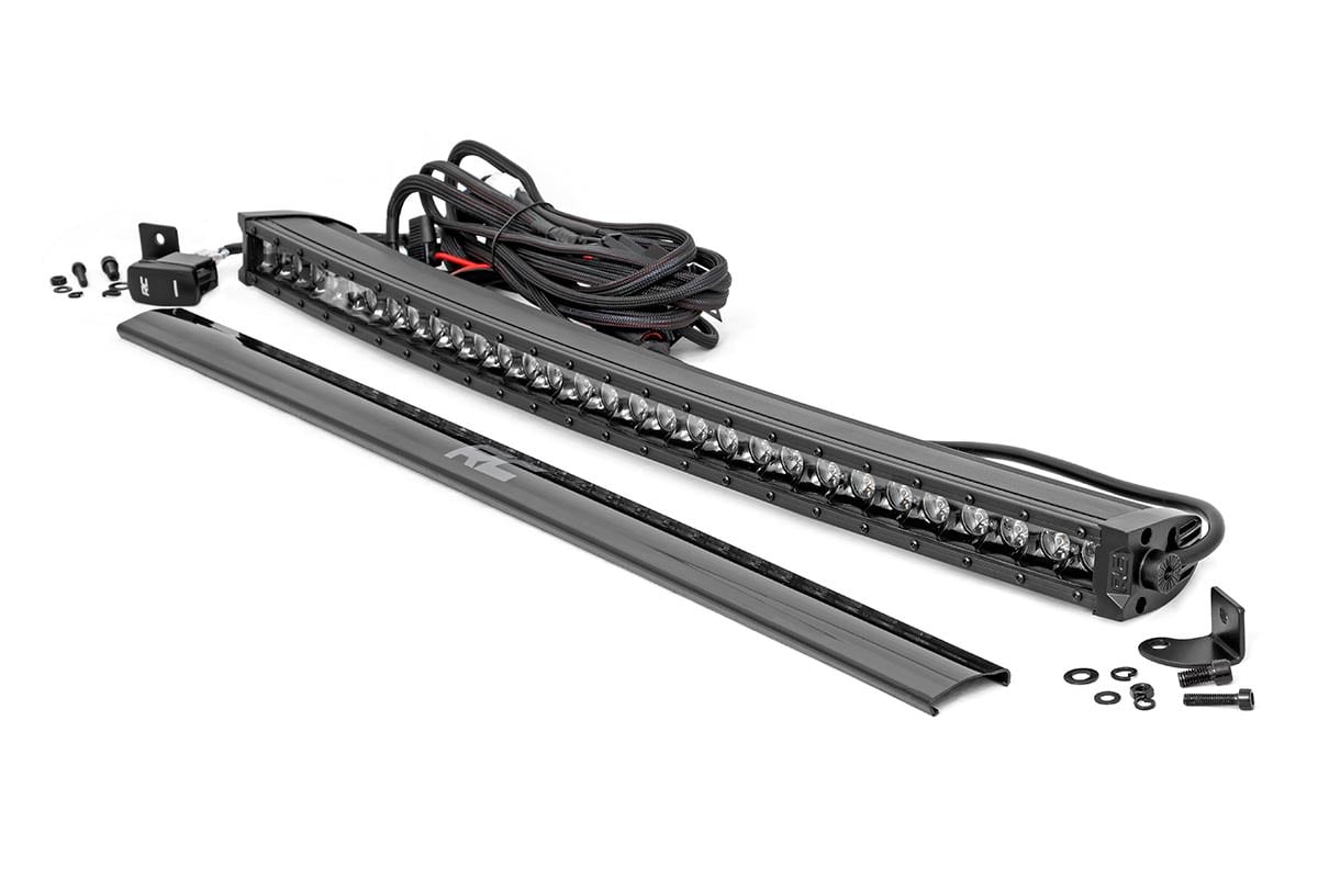 30 Inch Black Series LED Light Bar Curved Single Row Cool White DRL Rough Country