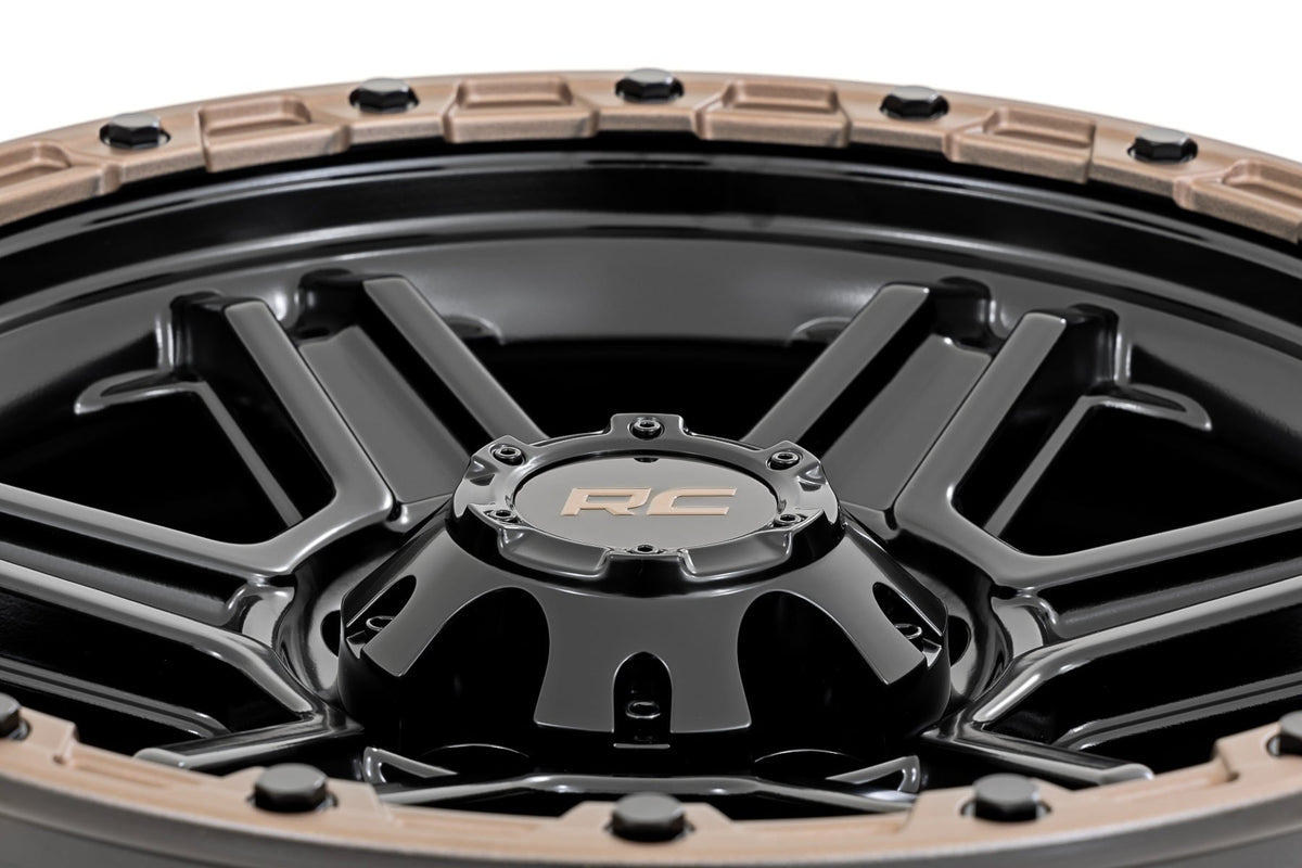 79 Series Wheel One-Piece Semi Gloss Black w/Bronze Ring 18x9 6x5.5 +18mm Rough Country