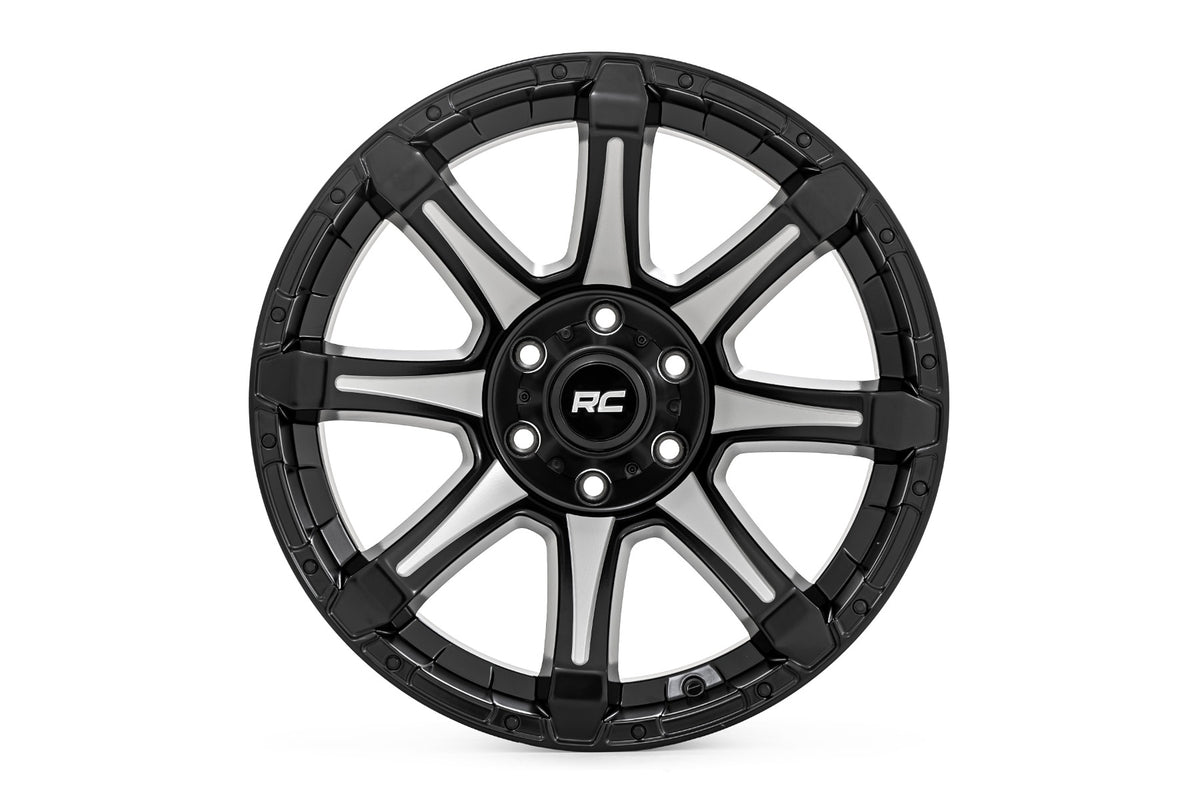 81 Series Wheel One-Piece Semi Gloss Black w/machined spokes 20x9 8x180 0mm Rough Country