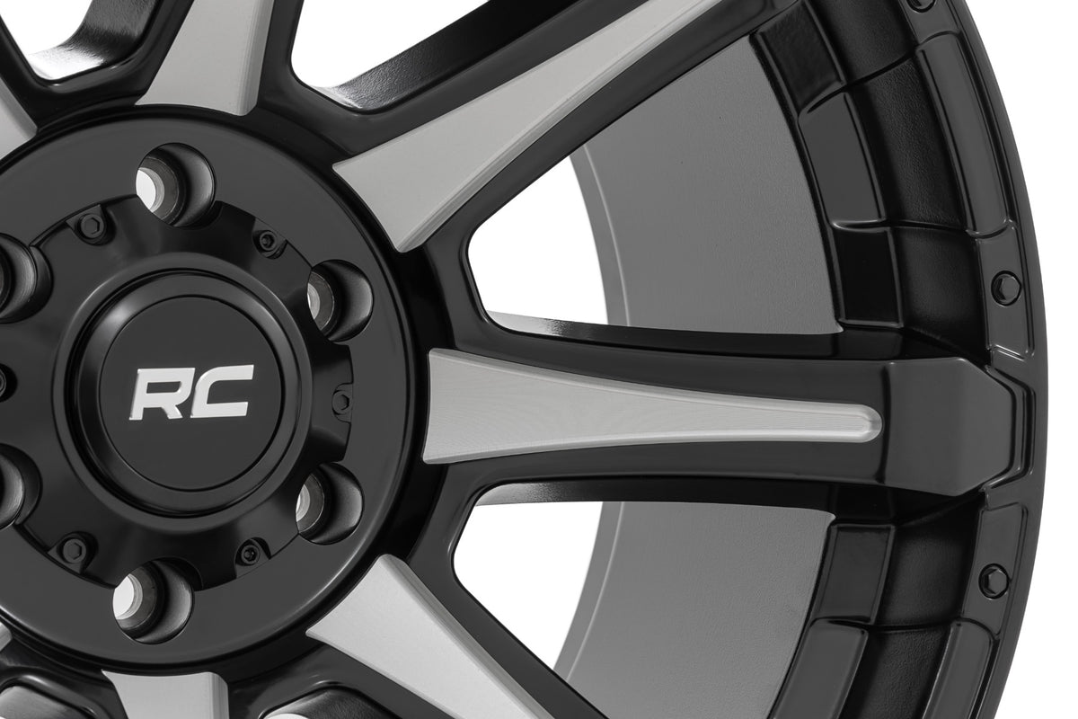 81 Series Wheel One-Piece Semi Gloss Black w/machined spokes 20x9 8x180 0mm Rough Country