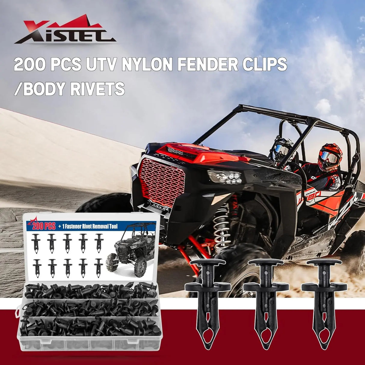 Xislet 200 Pcs Polaris Push Pins for UTV Fender Clips XZFR001 200 Each