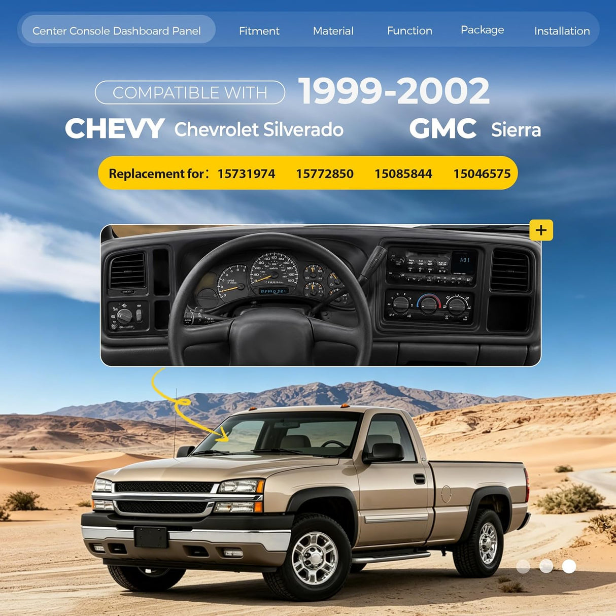 Double DIN Dash Cover Kit for 1999-2002 Chevy GMC Trucks