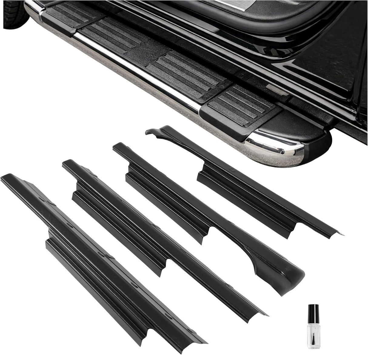 Rocker Panel Cover Set Fits 2014-2018 Crew Cab Pickup Textured Black