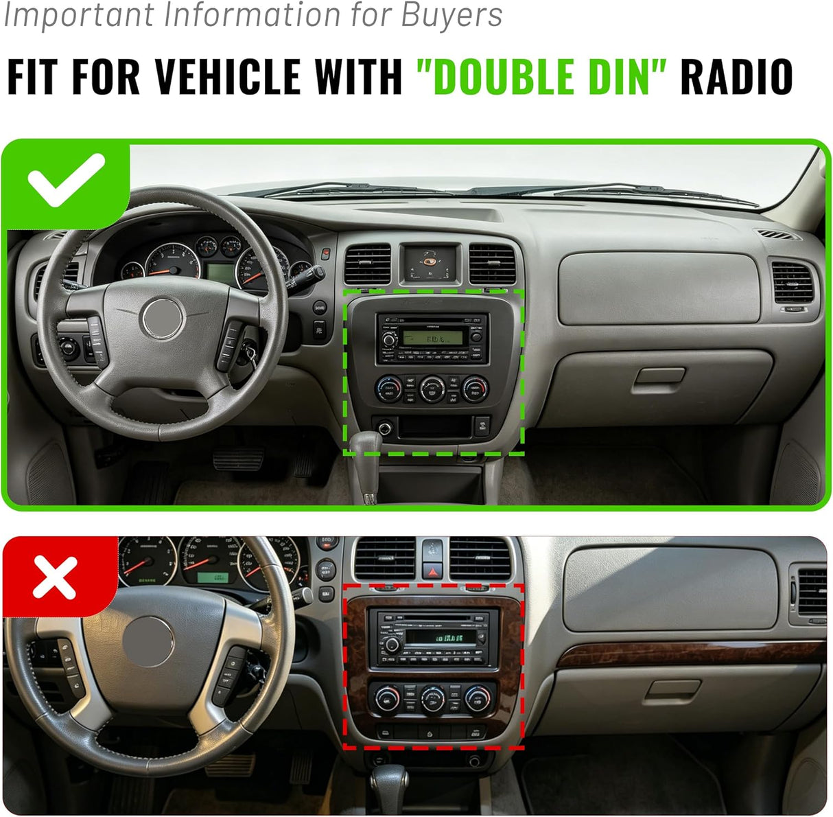 Double DIN Dash Cover Kit for 1999-2002 Chevy GMC Trucks