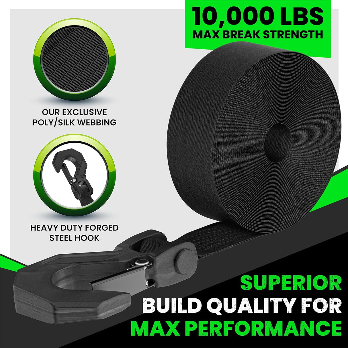 2" x 20' Boat Winch Strap w/ Hook