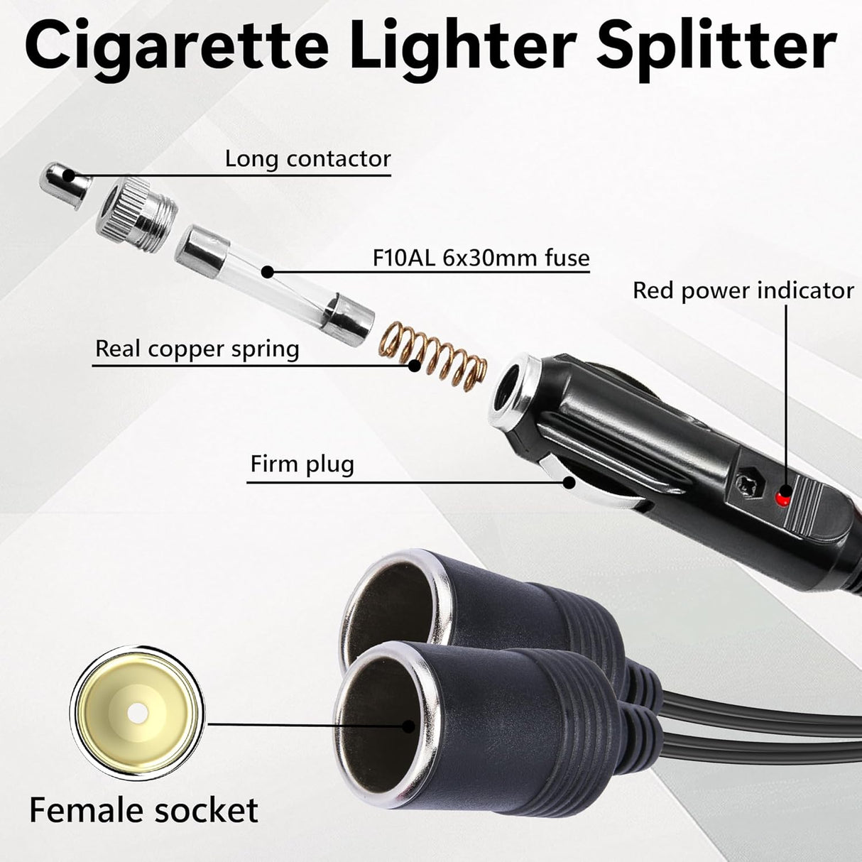 12V Dual Car Lighter Adapter Splitter TekShack