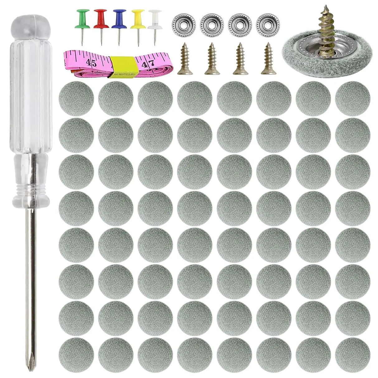 GOOSLA Auto Roof Snap Rivets Headliner Repair Kit 65 Set Grey Flannelette A1103