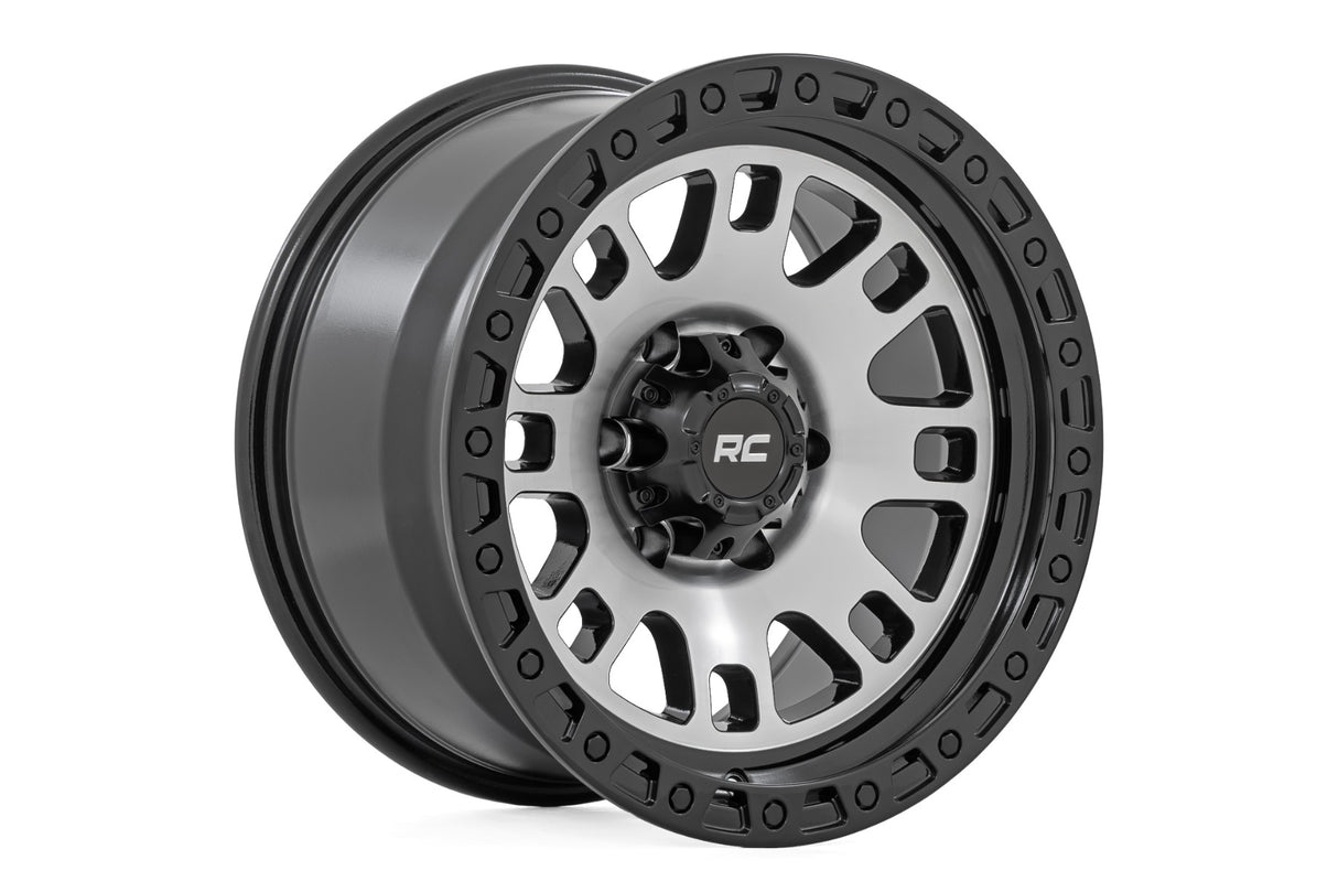82 Series Wheel One-Piece Machined Semi Gloss Black 17x9 5x5 -12mm Rough Country