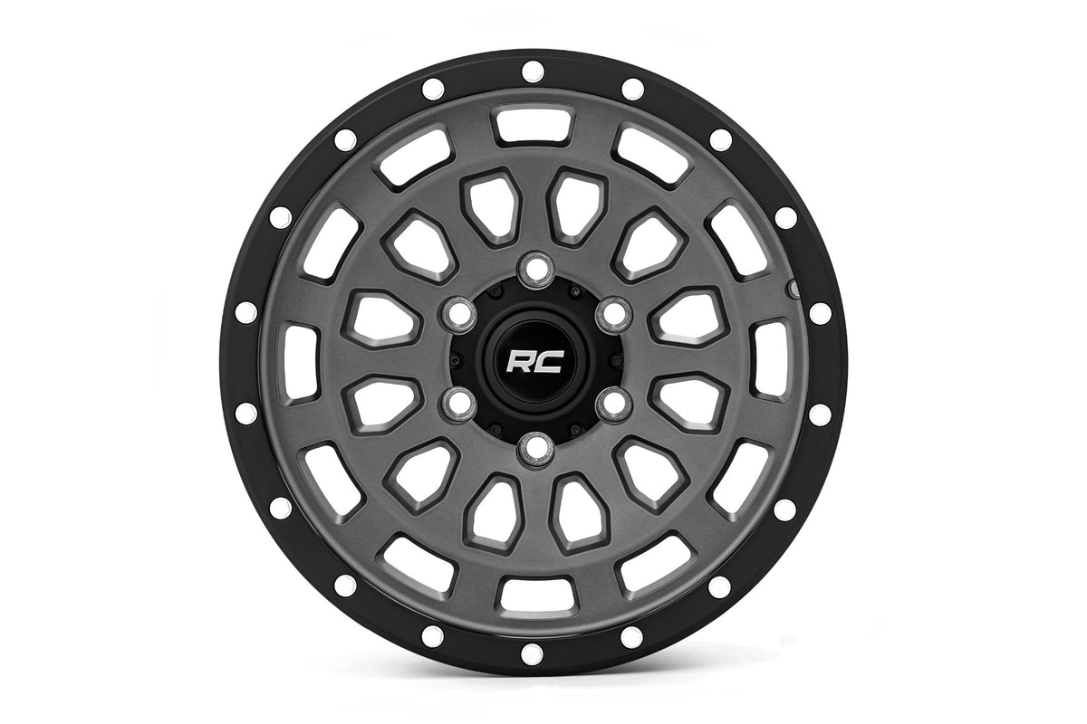 87 Series Wheel Simulated Beadlock Gray/Black 17x8.5 6x5.5 +0mm Rough Country