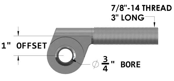 Offset Heat Treated Chromoly 7/8- 14 X 3/4 Heim Joint Left Hand