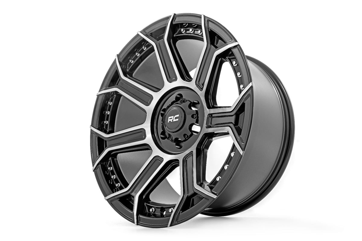 89 Series Wheel One-Piece Black Machined Gun Metal 22x10 8x170 -19mm Rough Country