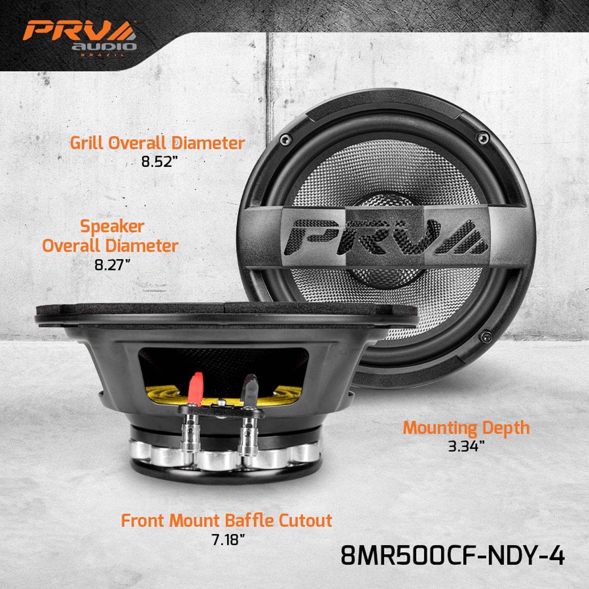 PRV Audio 8MR500CF-NDY-4 8" Neodymium Midrange Loudspeaker Pair
