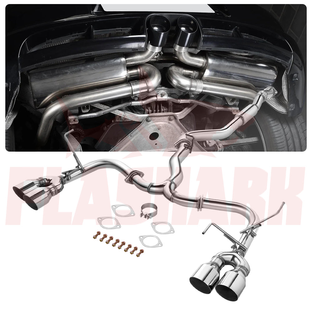 Catback Exhaust System 4" Quad Muffler Tip w Polished Tip for 2015-2022 Subaru WRX / STI