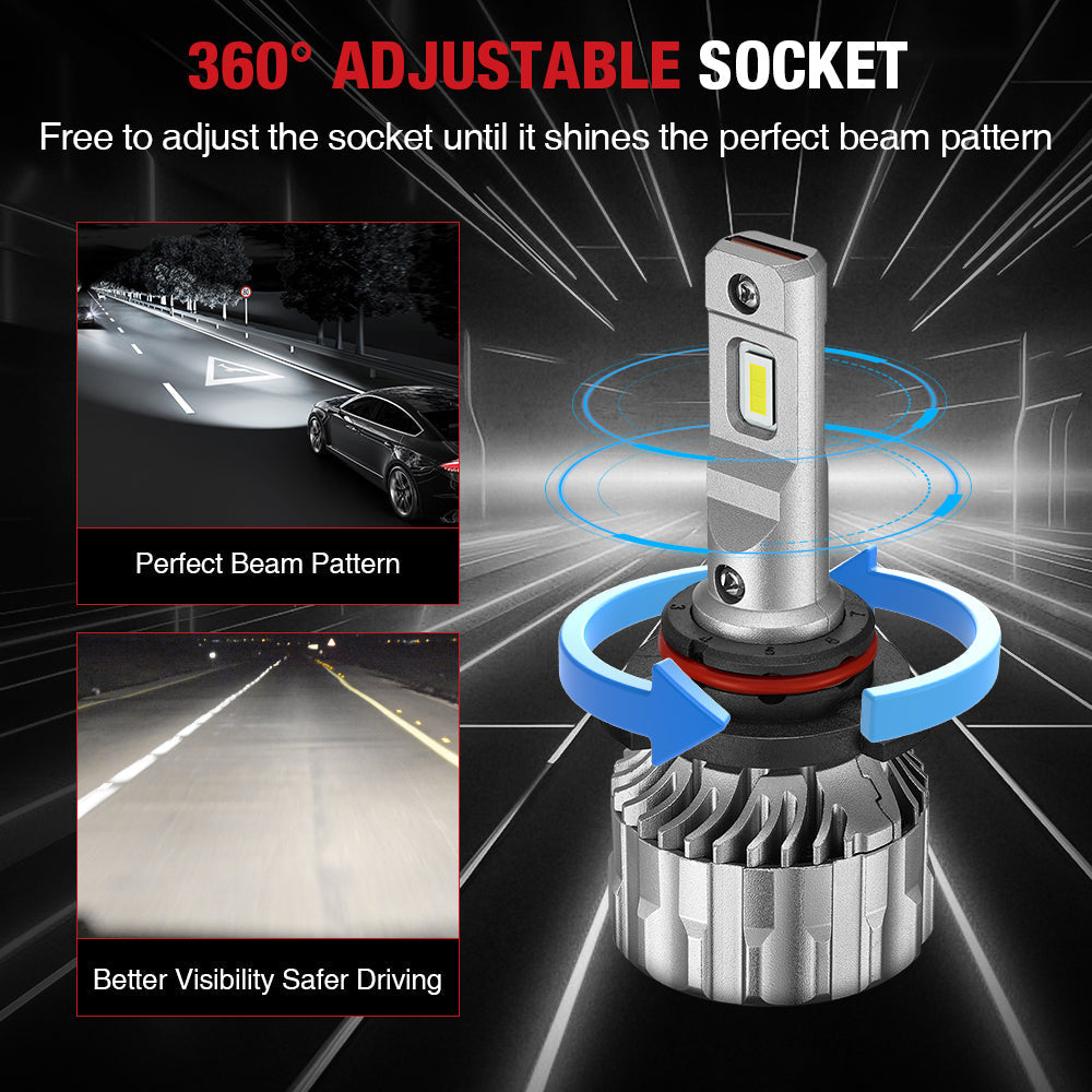 9005/HB3 9006/HB4 120W 6500K 22000LM White IP67 LED Headlight Bulbs 2 Pairs Flashark
