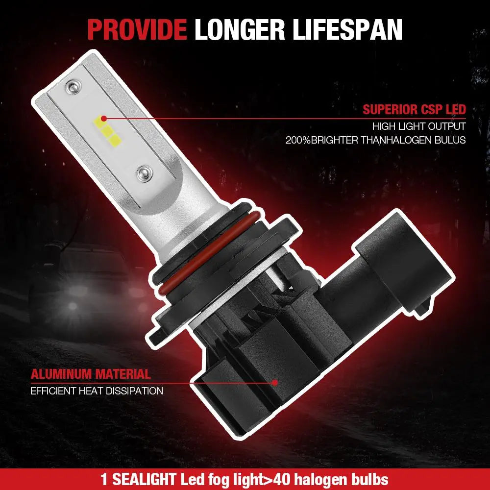 XF1 9006/HB4 Fog Light Bulbs 3000K 6000LM LED 2Pcs