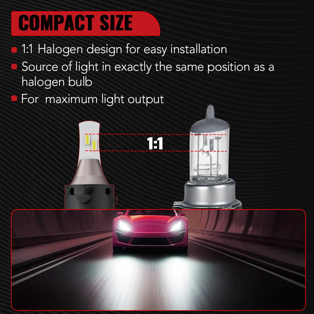 L2 H13/9008 100W 6000K 18000LM White IP67 LED Headlight Bulbs 2Pcs