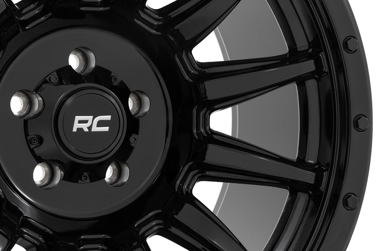 90 Series Wheel One-Piece Gloss Black 18x9 6x5.5 -12mm Rough Country