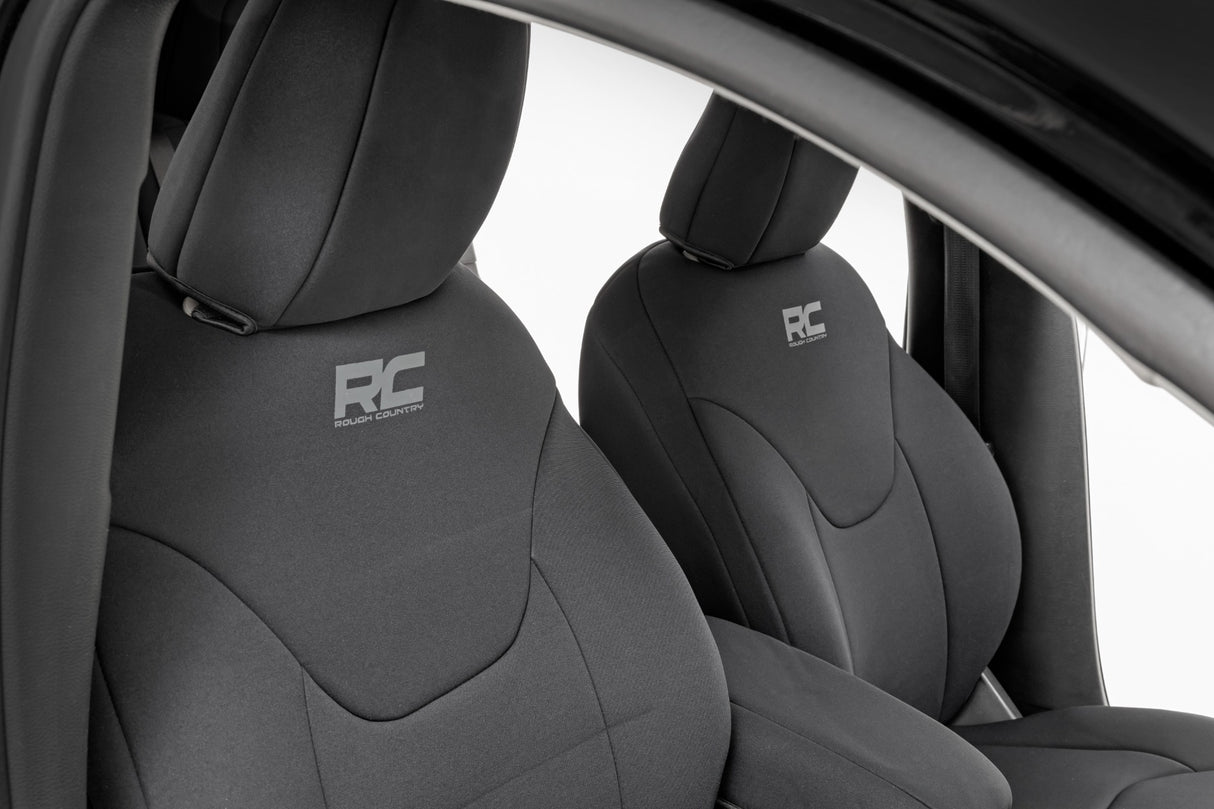 Seat Covers Front Row and Rear Row Bench Jeep Cherokee KL 2WD/4WD (14-22) Rough Country