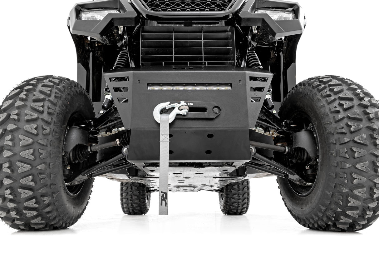 Winch Plate 4500-LB Winch 10 Inch Black Slimline Honda Pioneer 520 Rough Country