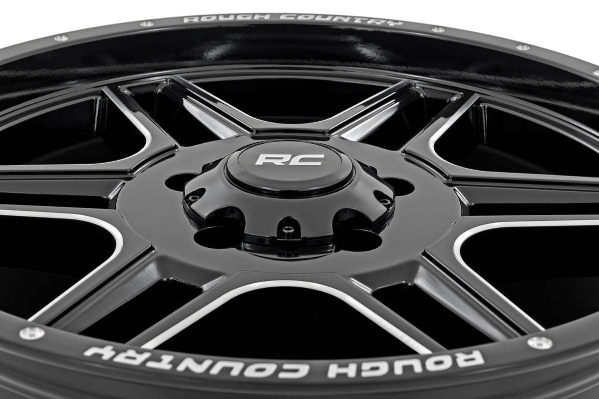 92 Series Wheel Machined One-Piece Gloss Black 20x9 6x5.5 +0mm Rough Country