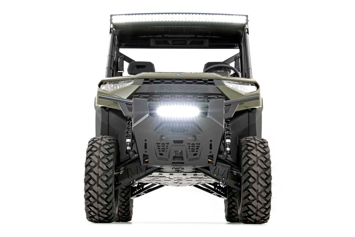 LED Light Kit Bumper Mount 12 Inch Black Single Row White DRL Polaris Ranger XP 1000 Rough Country