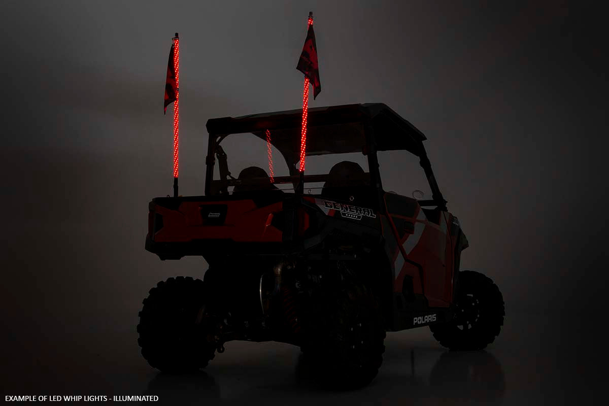 Whip Mount Cage 4 Foot Multl-Color LED Whip Pair Polaris RZR XP 1000 Rough Country
