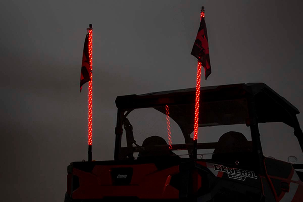 Whip Mount Bed 4 Foot Multl-Color LED Whip Pair Polaris General/Ranger 1000/Ranger XP 900/1000 Rough Country