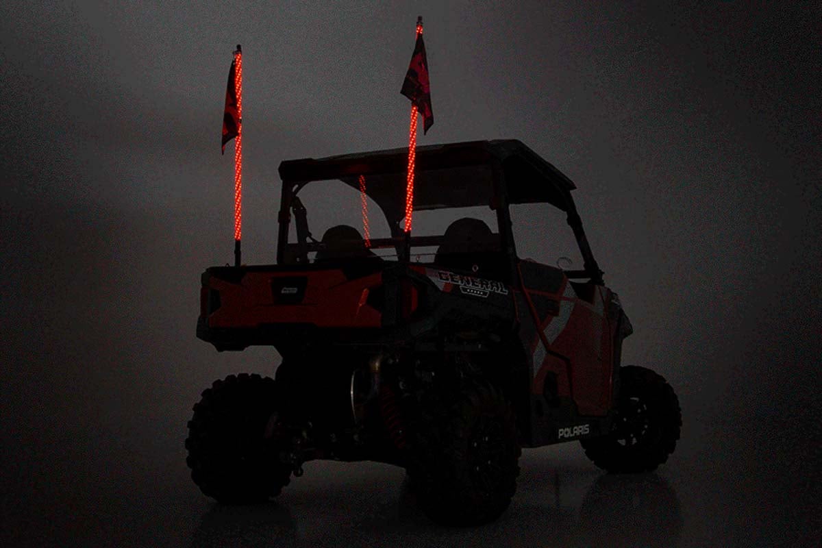 Whip Mount Bed 4 Foot Multl-Color LED Whip Pair Polaris General/Ranger 1000/Ranger XP 900/1000 Rough Country