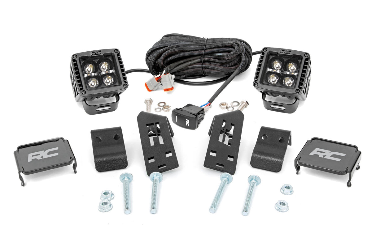 LED Light Kit A Pillar Mount 2 Inch Black Pair Amber DRL Polaris RZR PRO XP Rough Country
