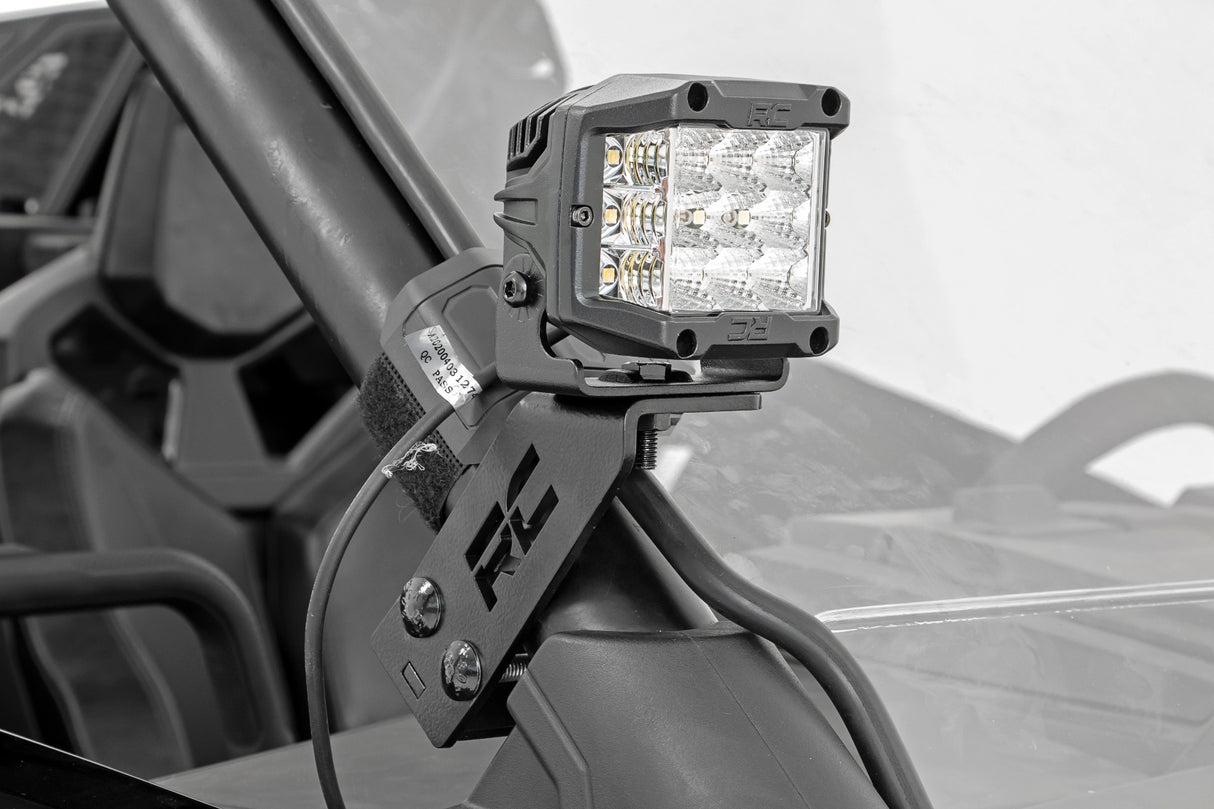 LED Light Kit A Pillar Mount 2 Inch Black Pair White DRL Polaris RZR PRO XP Rough Country