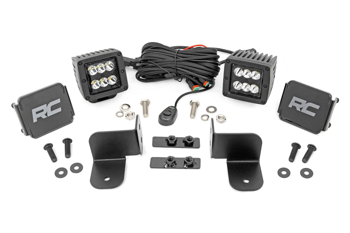 LED Light Kit Rear Mount 2 Inch Black Pair Spot Polaris Ranger XP 1000 Rough Country