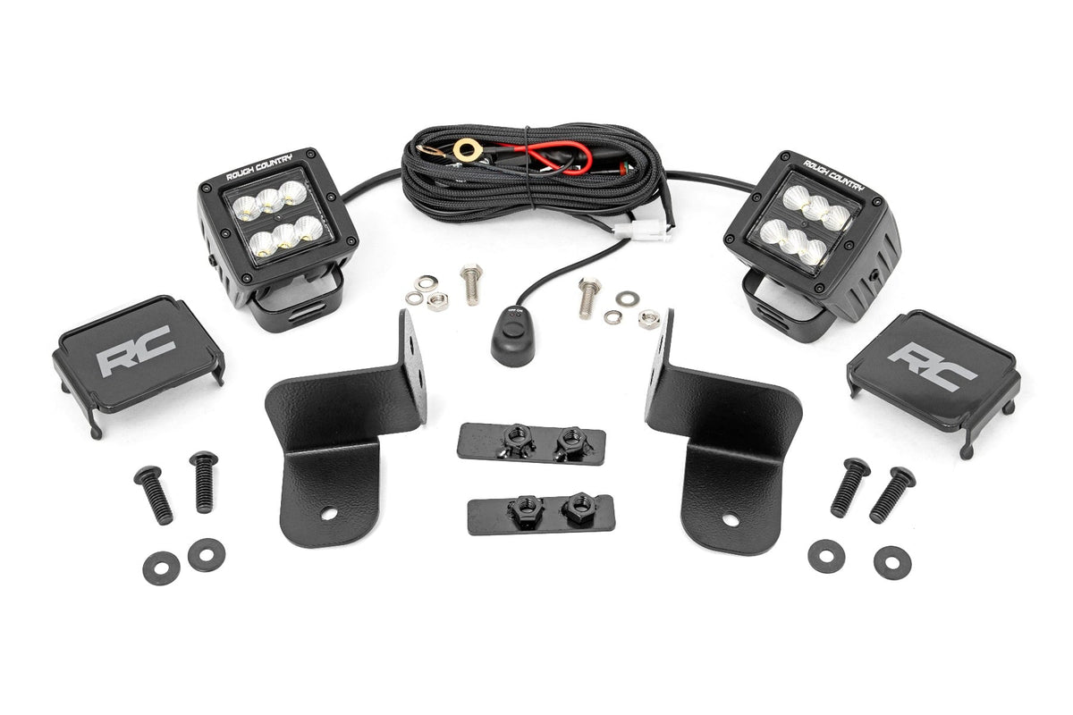 LED Light Kit Rear Mount 2 Inch Black Pair Flood Polaris Ranger XP 1000 Rough Country