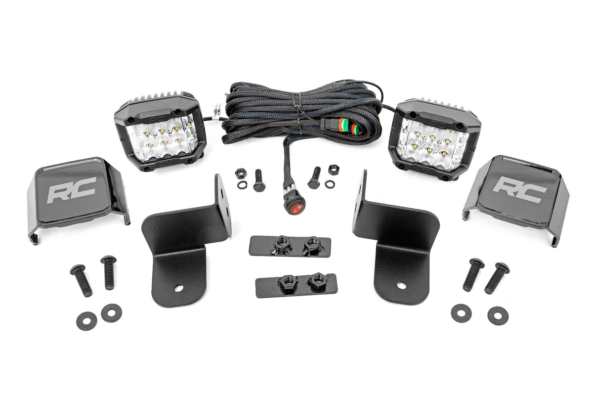 LED Light Kit Rear Mount 2 Inch Chrome Pair Wide Angle Polaris Ranger XP 1000 Rough Country