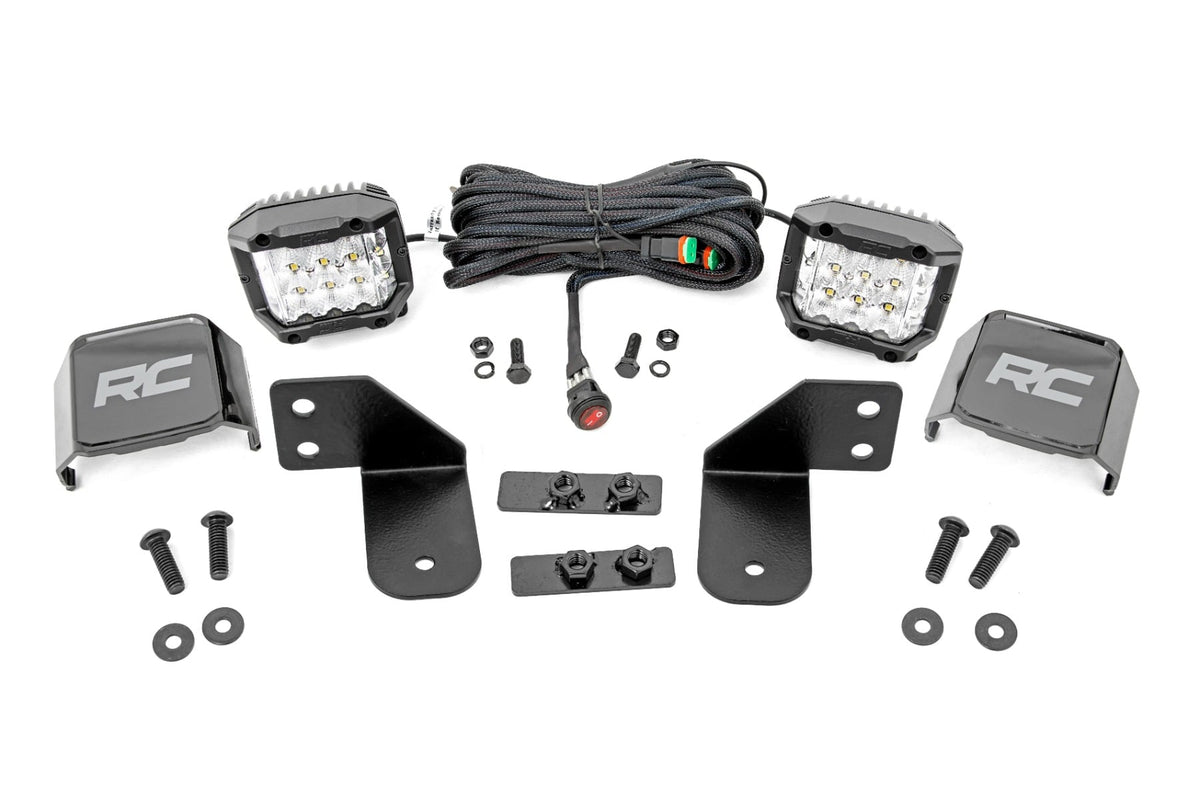 LED Light RR Cage Mount 2 Inch Chrome Pair Wide Angle Polaris Ranger 1000/Ranger XP 900/1000 Rough Country
