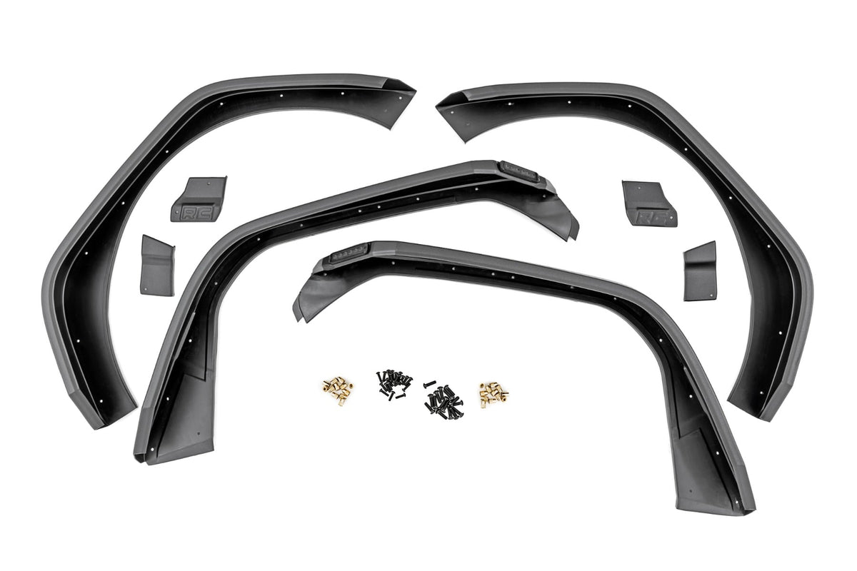 High Clearance LED Flat Fender Flare Kit UV Treated Jeep Wrangler JL (18-24) Rough Country