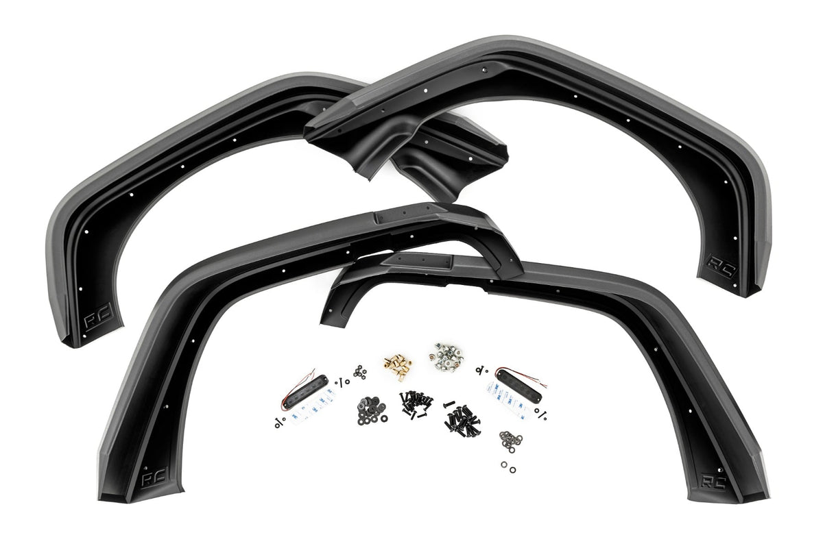 High Clearance LED Flat Fender Flare Kit UV Treated Jeep Wrangler JK (07-18) Rough Country