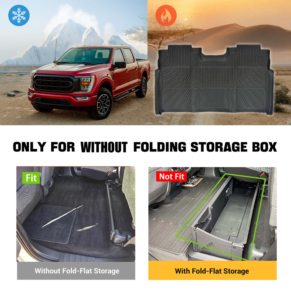 Trucktok 2017-2025 Ford F250 F350 F450 SuperCrew Cab All-Weather TPE Floor Mats TruckTok