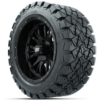 GTW Matte Black Diesel 14 in Wheels with 22x10-14 Timberwolf All-Terrain Tires - Set of 4