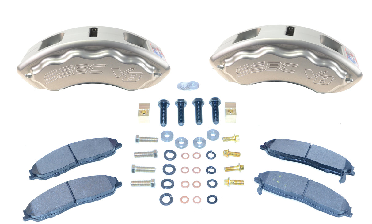 American Made V8-Barbarian 8-Piston Direct Fit Billet Aluminum Rear Caliper Upgrade Kit. Clear A193-10