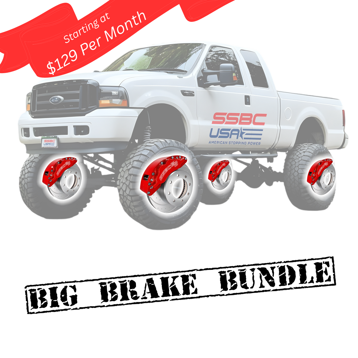American Made 4 Wheel B8-Barbarian 8 Piston Direct Fit Billet Aluminum Big Brake Bundle. Red A403-2021R-BBB