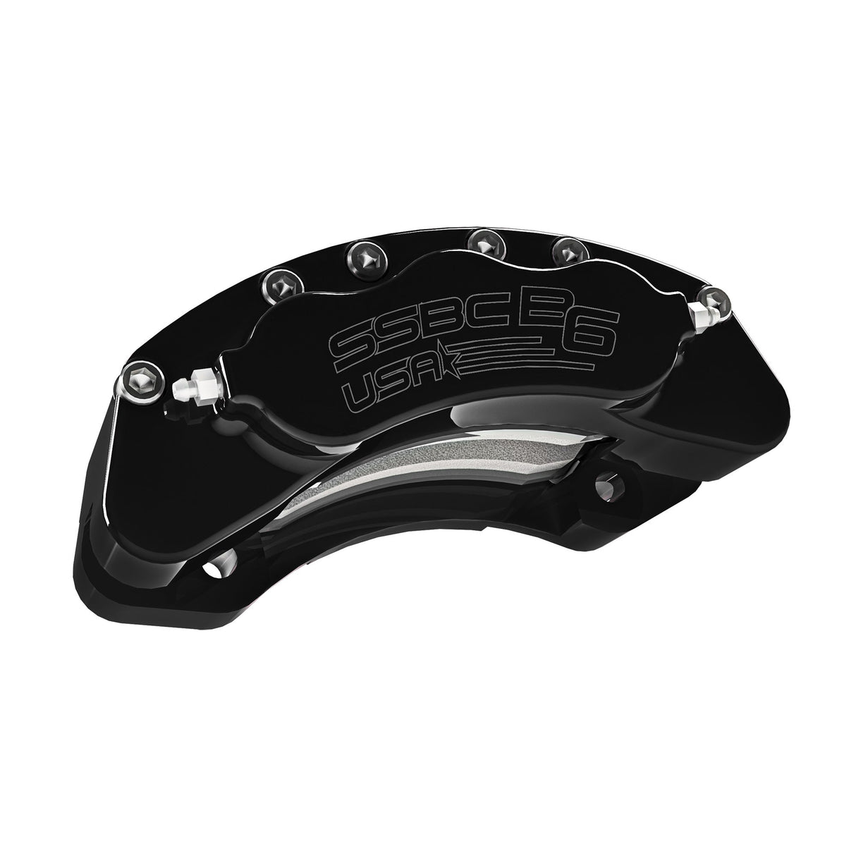 American Made B6-Brawler 6 Piston Direct Fit Billet Aluminum Rear Caliper. Black CPA-22402B