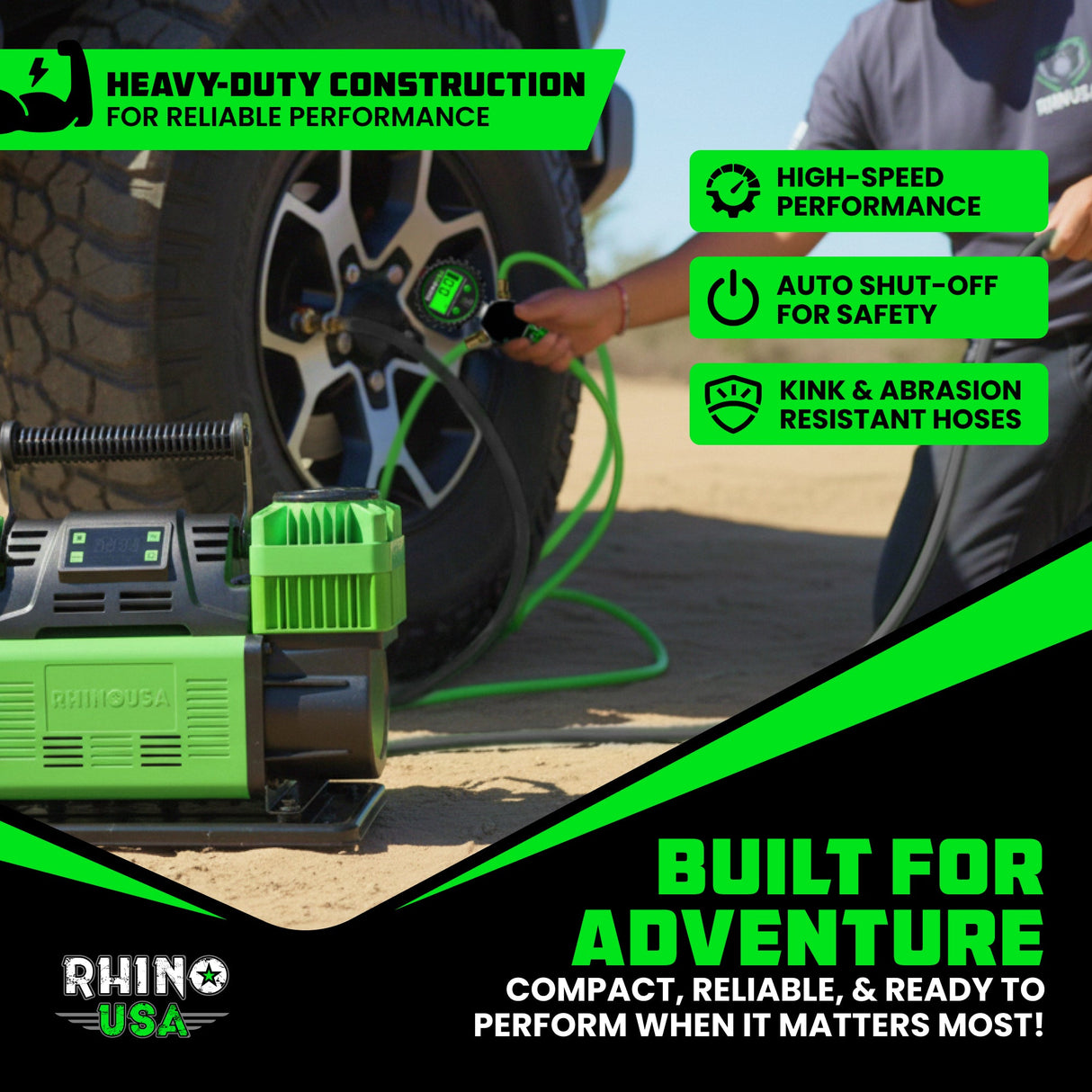 Dual Air Compressor + 4-Wheel Inflator Bundle