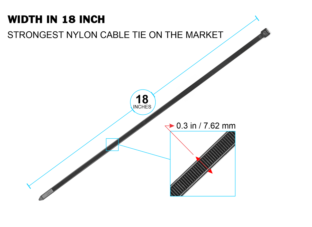 CM-7.6X18B | Tie Wraps 7.6mmX18'' Comando Audio