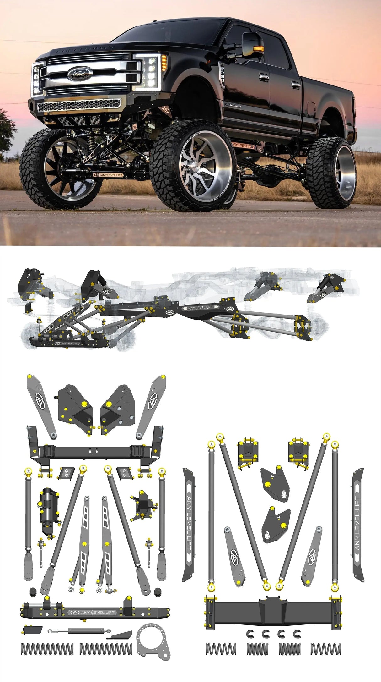 Any Level Lift - Base System, 0"-13": F-250/F-350, Single Rear Wheel (2017-2022) Any Level Lift