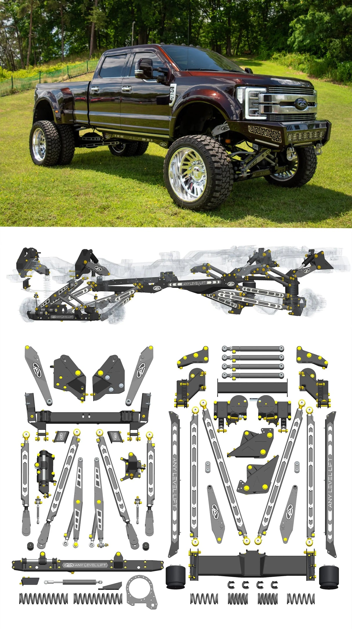 Any Level Lift - Base System, 0"-13": F-450 Dual Rear Wheel (2017-2018) Any Level Lift