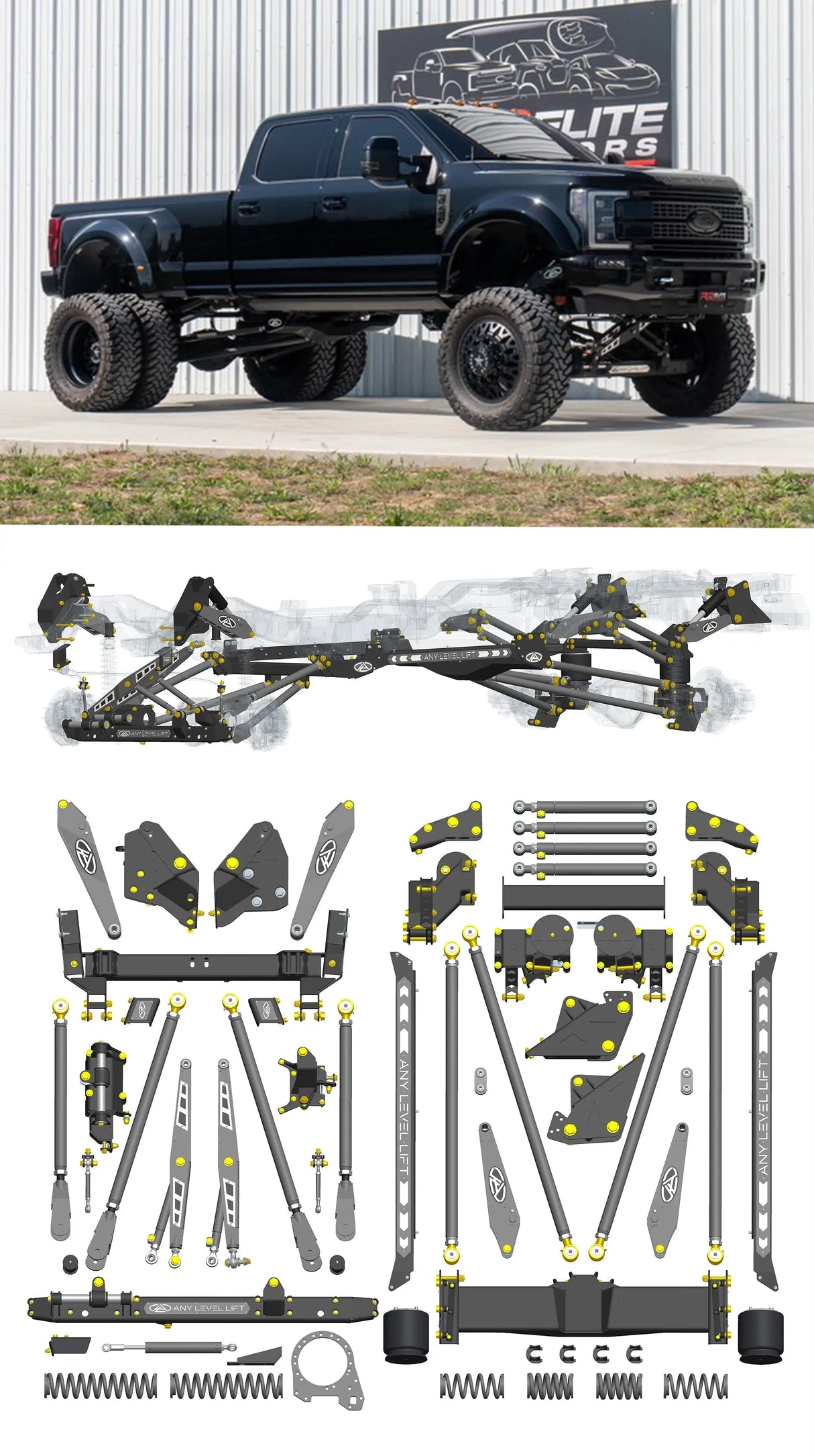 Any Level Lift - Base System, 0"-13": F-450 Dual Rear Wheel (2017-2018) Any Level Lift
