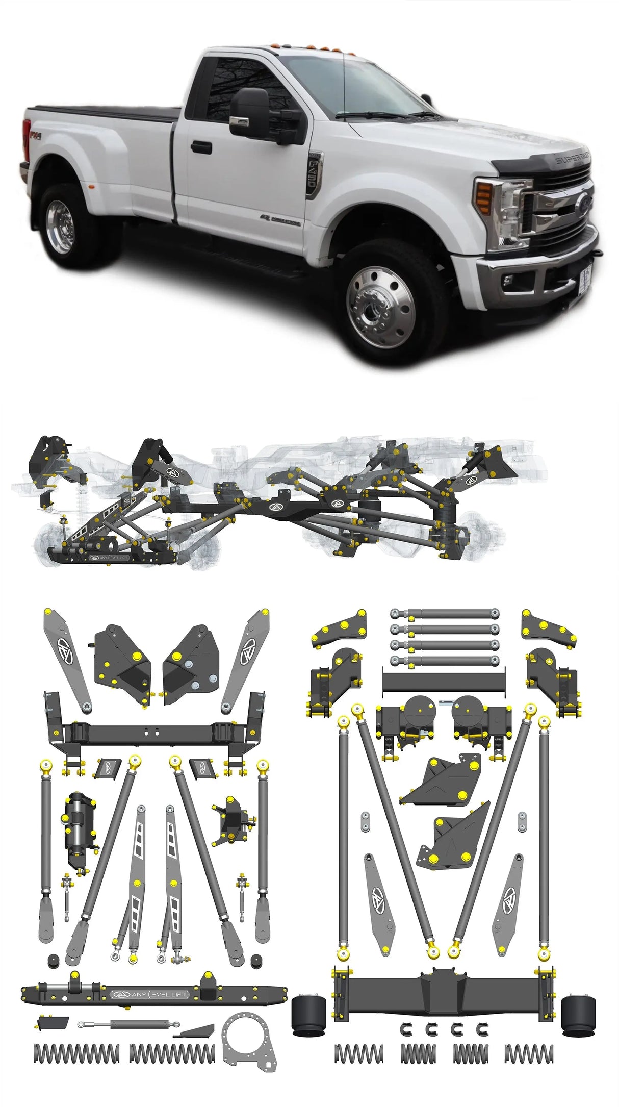 Any Level Lift - Base System, 0"-13": F-450 Dual Rear Wheel (2017-2018) WHOLESALE Any Level Lift
